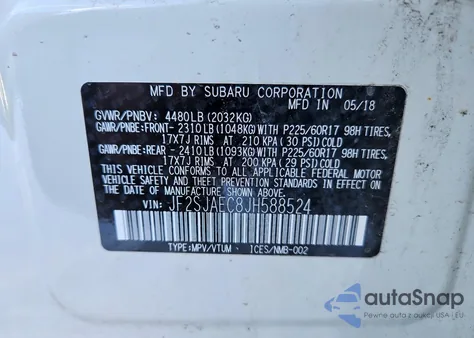 2018 Subaru Forester 2.5I Premium from USA, damaged, VIN JF2SJAEC8JH588524